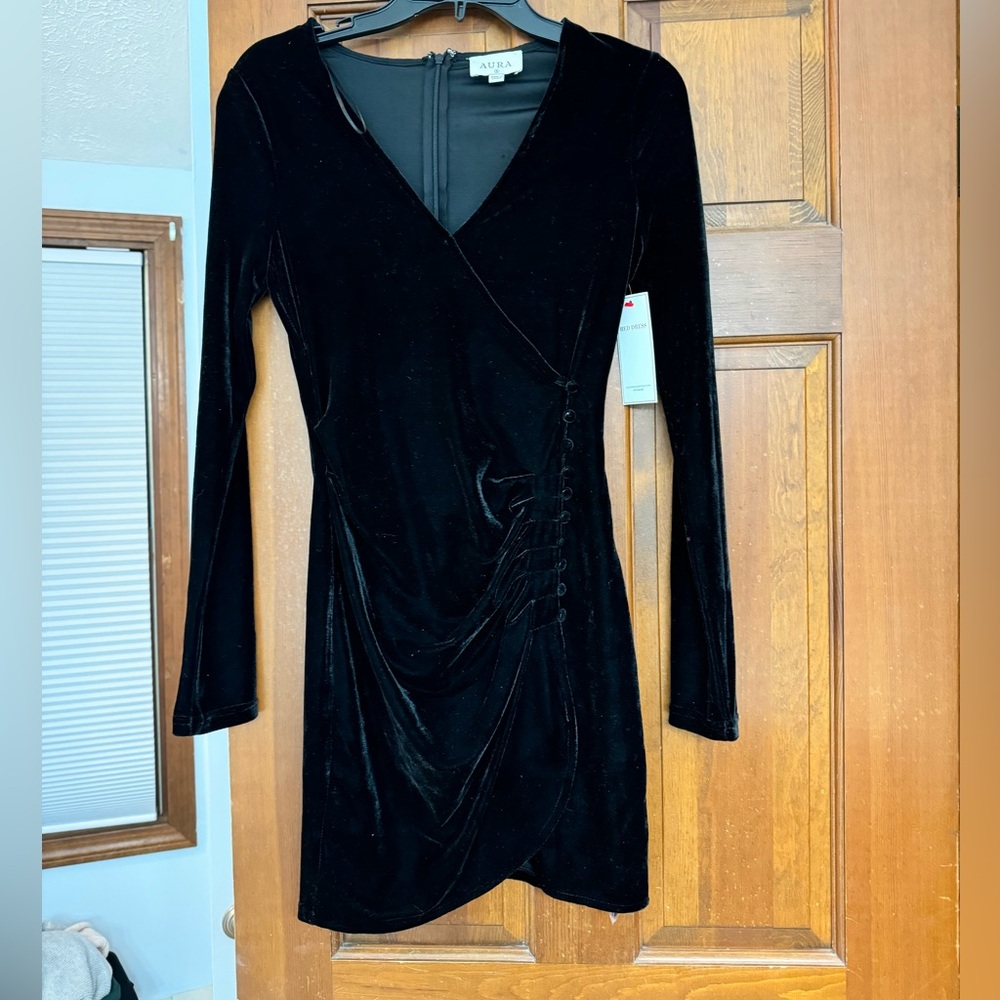 Velvet wrap mini dress